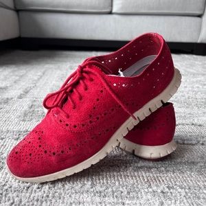 Cole Haan ZEROGRAND Wingtip Oxford Suede - Red